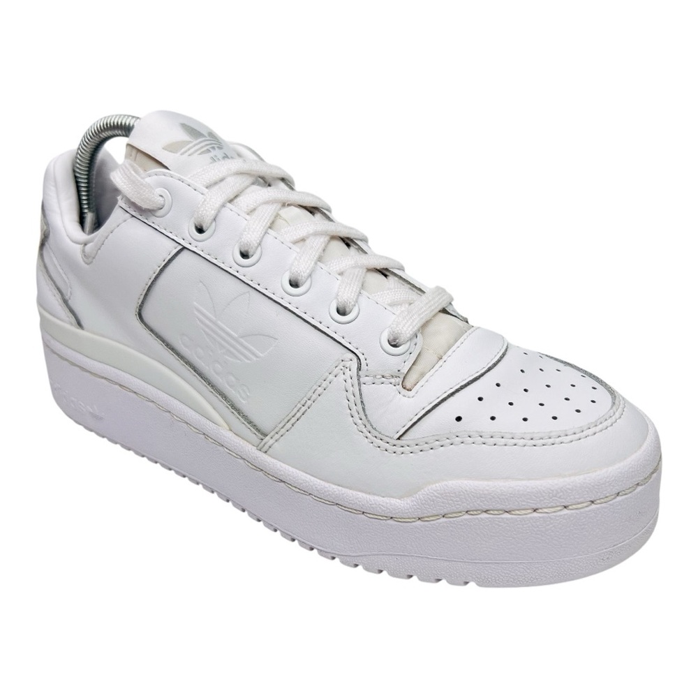 Adidas Originals Forum Bold Triple White Leather Lace Up Platform Sneake…